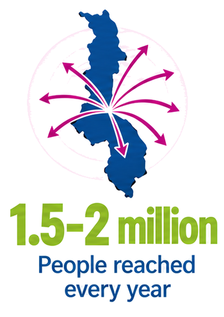 An estimated 1.5 to 2 million people reached annually